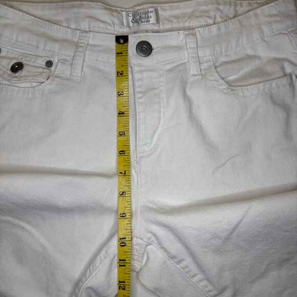 Christopher & Banks Petite Womens Mid Rise Capris Jean Size‎ 8P White Stretch - Picture 6 of 14